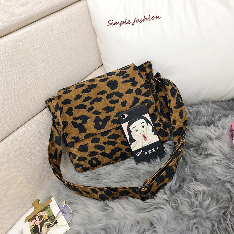 Леопардовая расцветка, винтажная женская маленькая сумка через плечо, вельветовые повседневные высококачественные мини-сумки, женская сумка через плечо, женская сумка