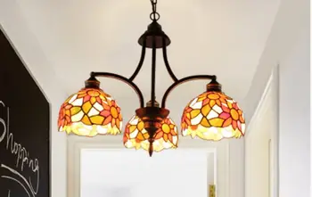 

light colorful glass pendant lights country dining room kitchen dining room European style Mediterranean 3 heads lamps ZA