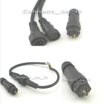 

100pcs ship by DHL 3pin Female & Male Plug Waterproof 3x0.75SQMM Led Light Strip Cable + IP68 3pin Panel Waterproof Connector