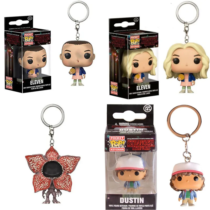 

Funko POP Cute Stranger Things ELEVEN Theme Keychain Toys Action Figure Collectible Model Vinyl Dolls Keyring Children Gift