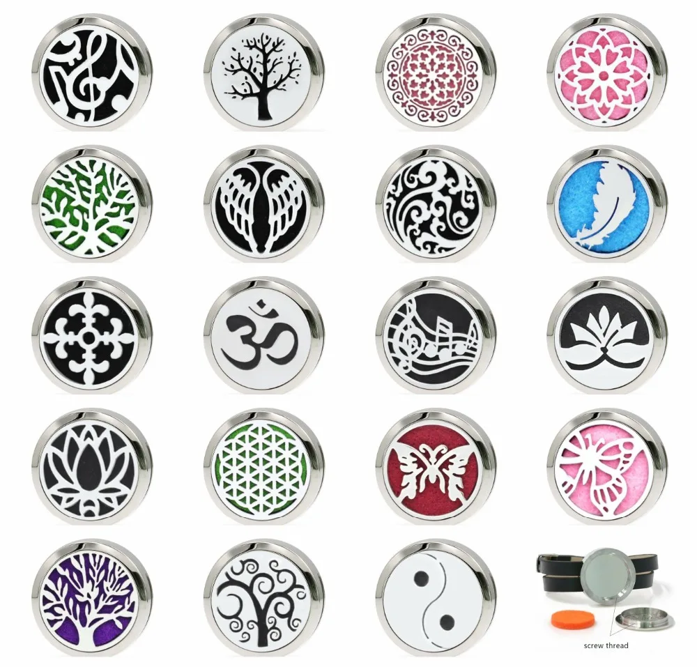 

Lotus Diffuser locket 316 L Stainless Steel Essential Oil Perfume Locket tree of life slide locket 10 Pads random (no bracelet)