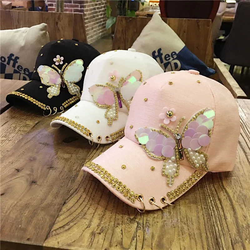 ladies baseball caps with bling womens hats luxury women font cap brand butterfly pearl ladies baseball caps with bling womens hats luxury women font cap brand butterfly pearl
