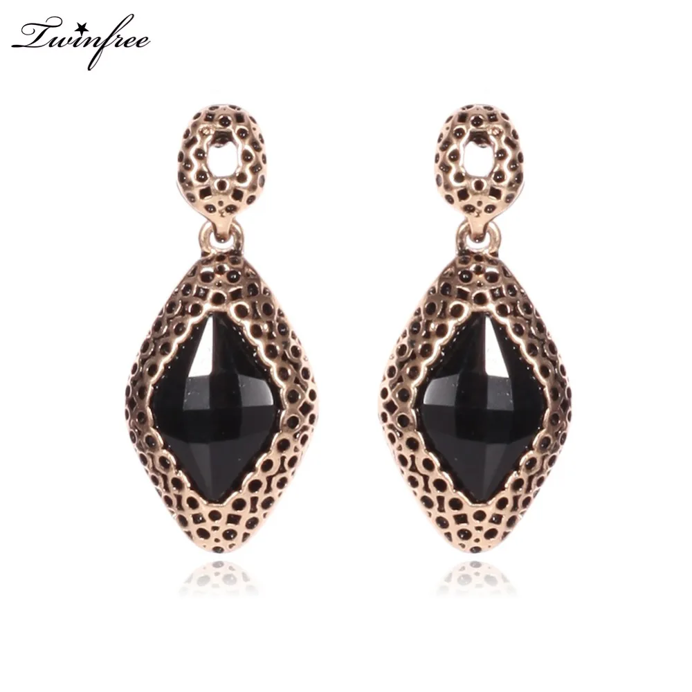 

Unique Design Water Drop Black Women's Earrings Stud Brand New Quality Vintage Retro Jewelry HY-7533