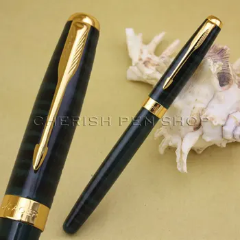 

Baoer 388 inking pens Good Quality Cyan Polished and Golden Arrow Clip M Nib Ink/Brand/Luxury/Steel/Fountain pen Free shipping