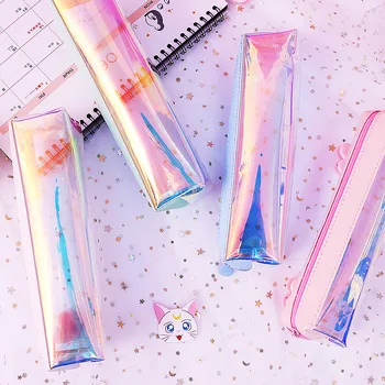 

1pcs Korea Simple Cute Transparent Pencil Case Creative Kawaii Girls Storage Tool Supplies Fashion Office School Pencil Bag