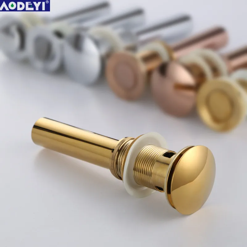 Solid Brass Bathroom Lavatory Sink Pop Up Drain with Overflow Gold Finish bathroom parts faucet accessories Solid Brass Bathroom Lavatory Sink Pop Up Drain with Overflow Gold Finish bathroom parts faucet accessories