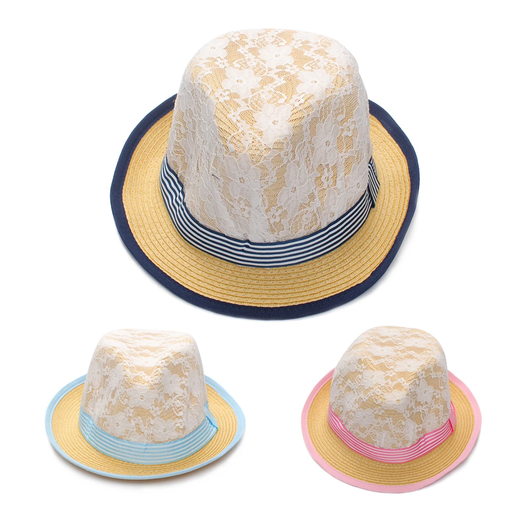 Детские соломенные шляпы однотонная Солнцезащитная шляпа для девочек летняя