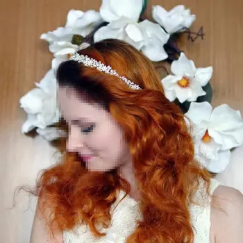 

Luxury Clear Crystal Bridal Hair Vine Pearls Wedding Hair Jewelry Accessories Headpiece Women Crowns Pageant