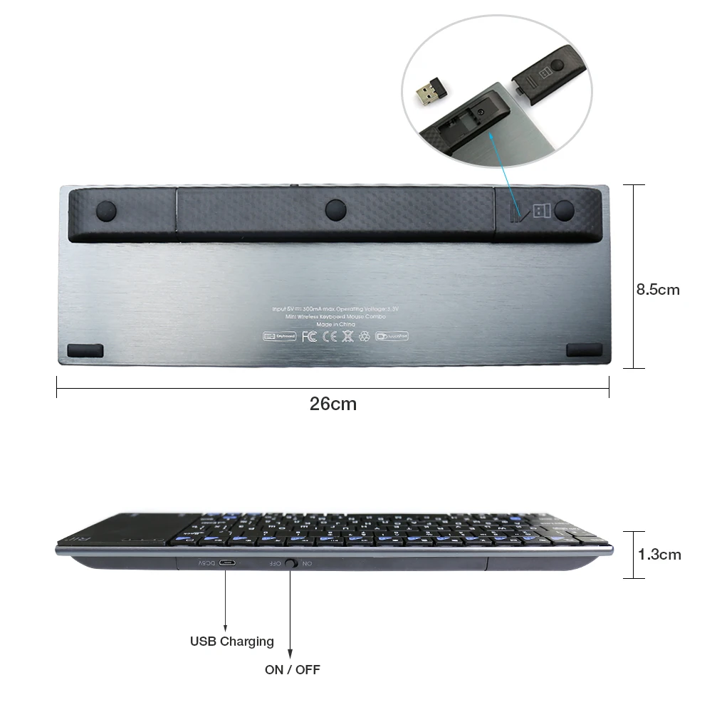 Беспроводная клавиатура Rii mini i12 Ultra Slim QWERTY 2 4 ГГц с тачпадом многофункциональная