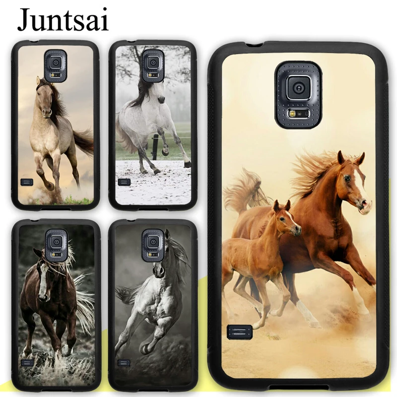 Juntsai الحصان سباق تشغيل الأبيض البني الحيوان TPU حقيبة لهاتف سامسونج غالاكسي S4 S5 S6 S7 حافة S8 S9 S10 زائد لايت ملاحظة 8 5 9