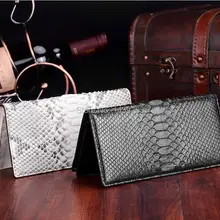 Натуральная/из натуральной кожи питона кожа длинный размер кошельки и кошелек для мужчин держатель для банковских карт бежевый и черный цвет держатель для наличных денег