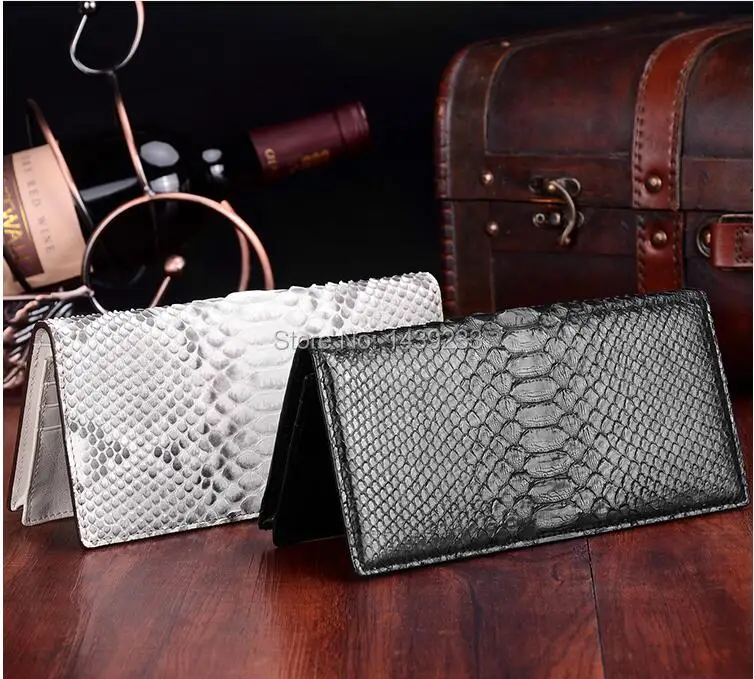 100% Genuine/Real python skin leather long size wallets and purse for men bank card holder beige and black color cash holder 100% Genuine/Real python skin leather long size wallets and purse for men bank card holder beige and black color cash holder
