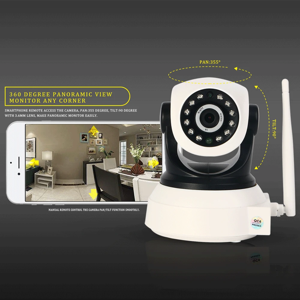 720P font b Wireless b font IP Camera wi fi alarm wifi camera surveillance 360 degree