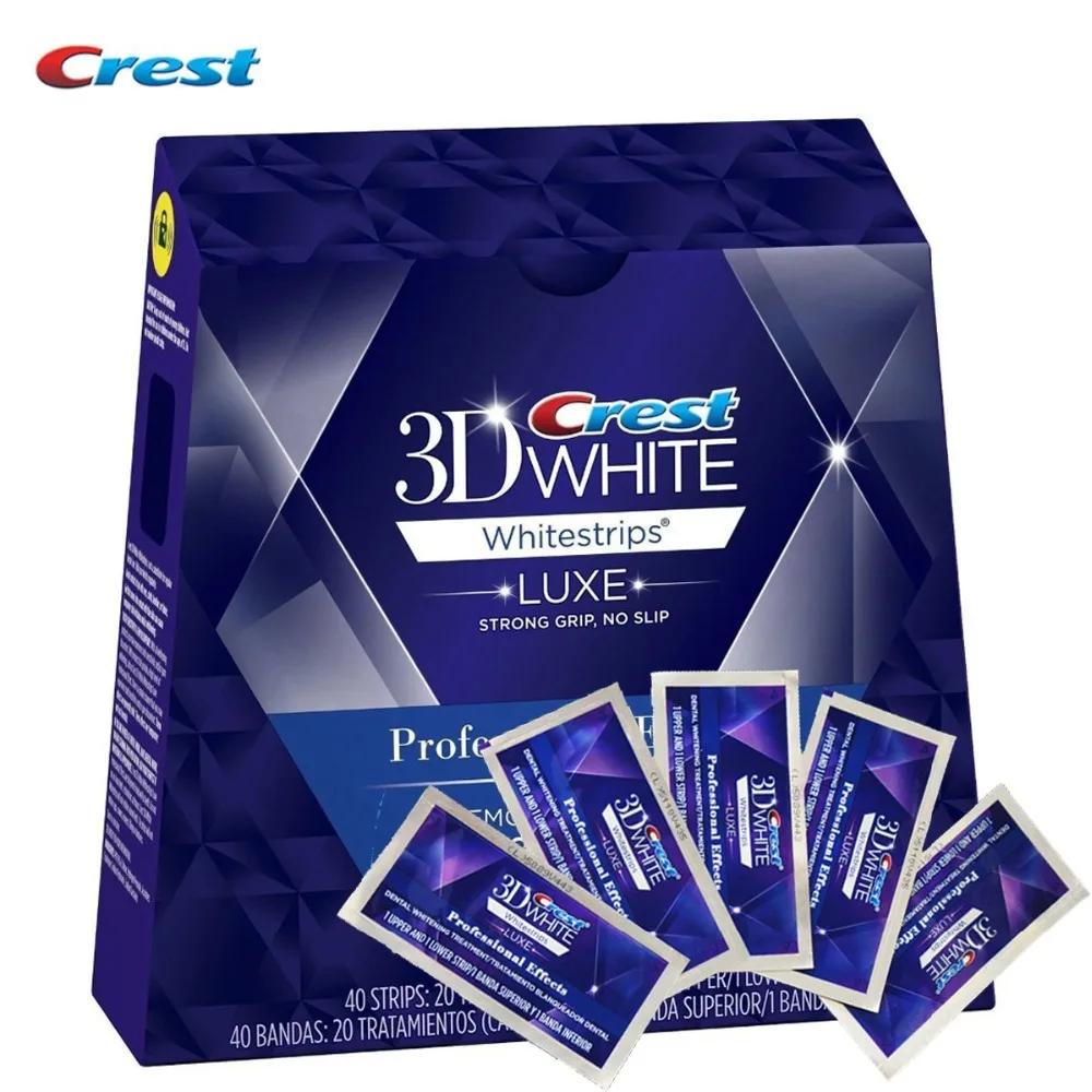 Original1box / 40 полосы 20 Pouches крест 3D белый люкс профессиональные эффекты Crest Whitestrips гигиены полости рта отбеливание зубов - изображение