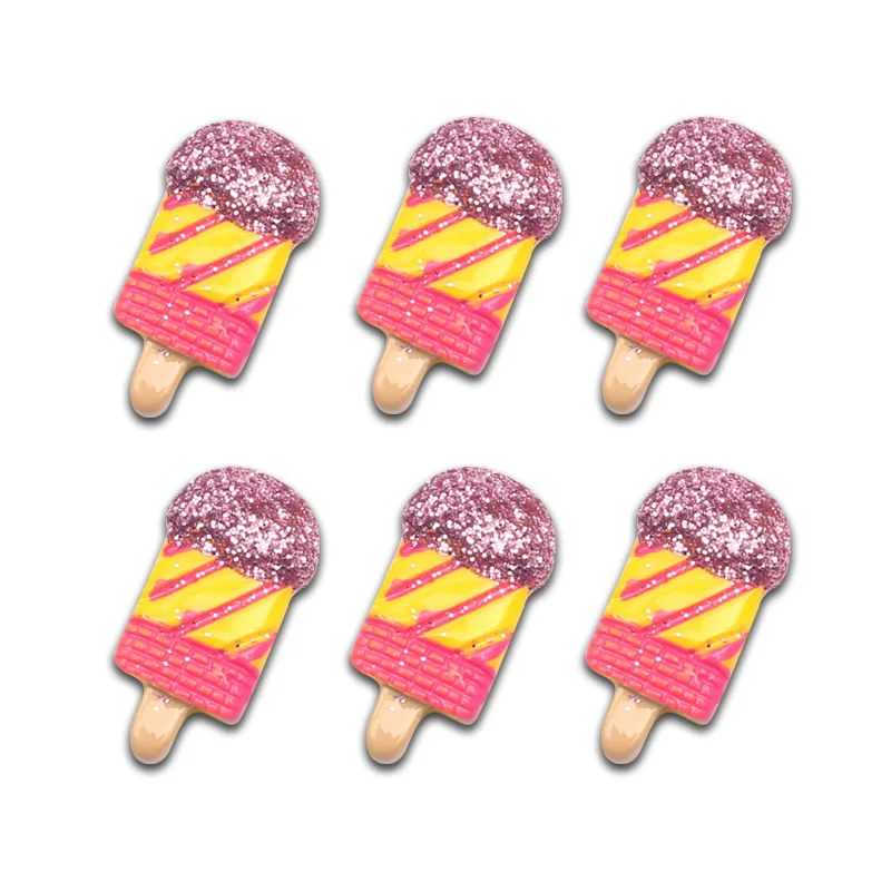 20pcs Color Glitter Popsicle Resin Decoration Crafts Flatback Cabochon Embellishments For Scrapbooking Beads Diy Accessories