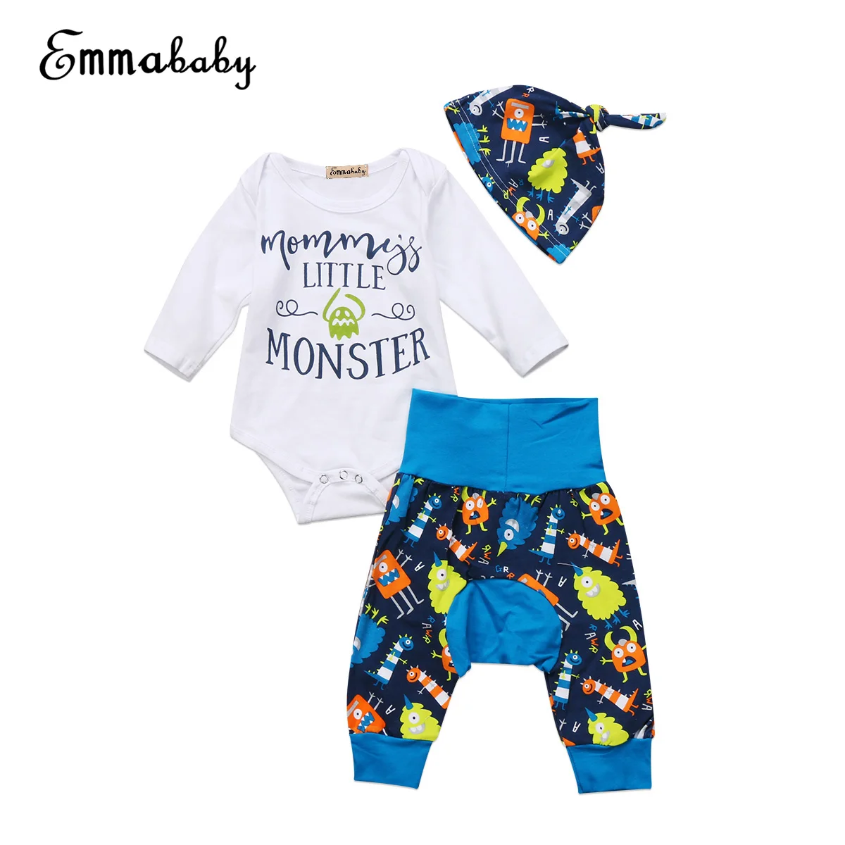 

New casual kid 3pcs outfit set Toddler Baby long sleeve Jumpsuit Bodysuit print Long Leggings Pants cute kid Outfits Clothes Set