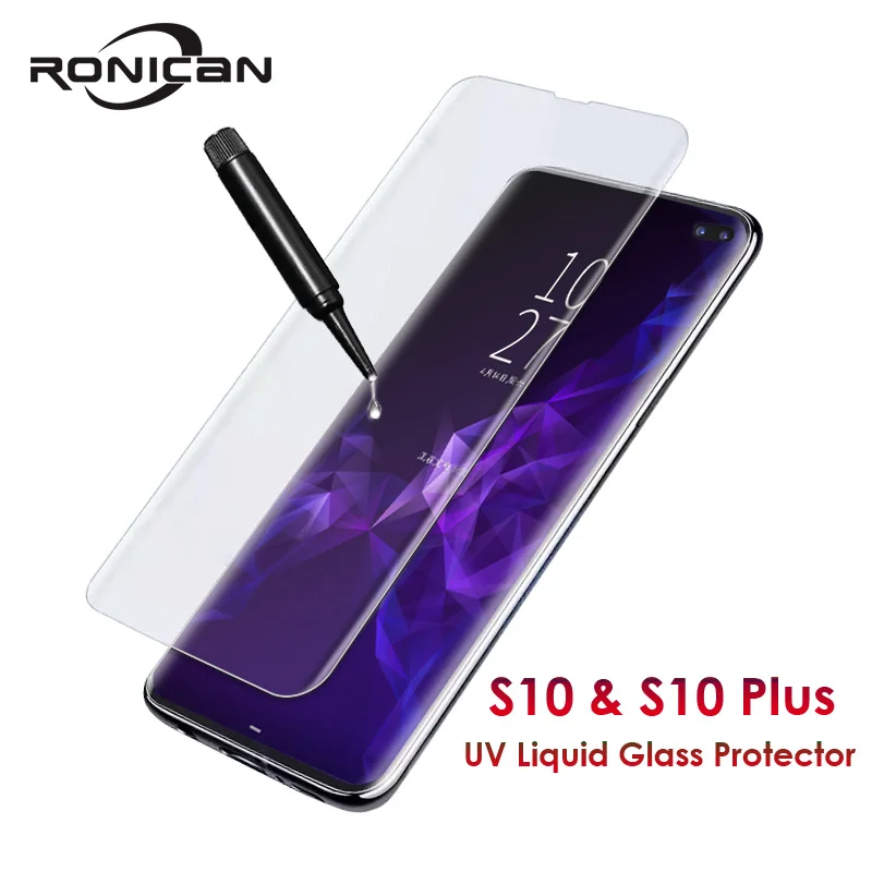 RONICAN S10 Plus защита экрана с разблокировкой отпечатков пальцев для samsung Galaxy S10 УФ стеклянная пленка полное покрытие на S10e закаленное стекло