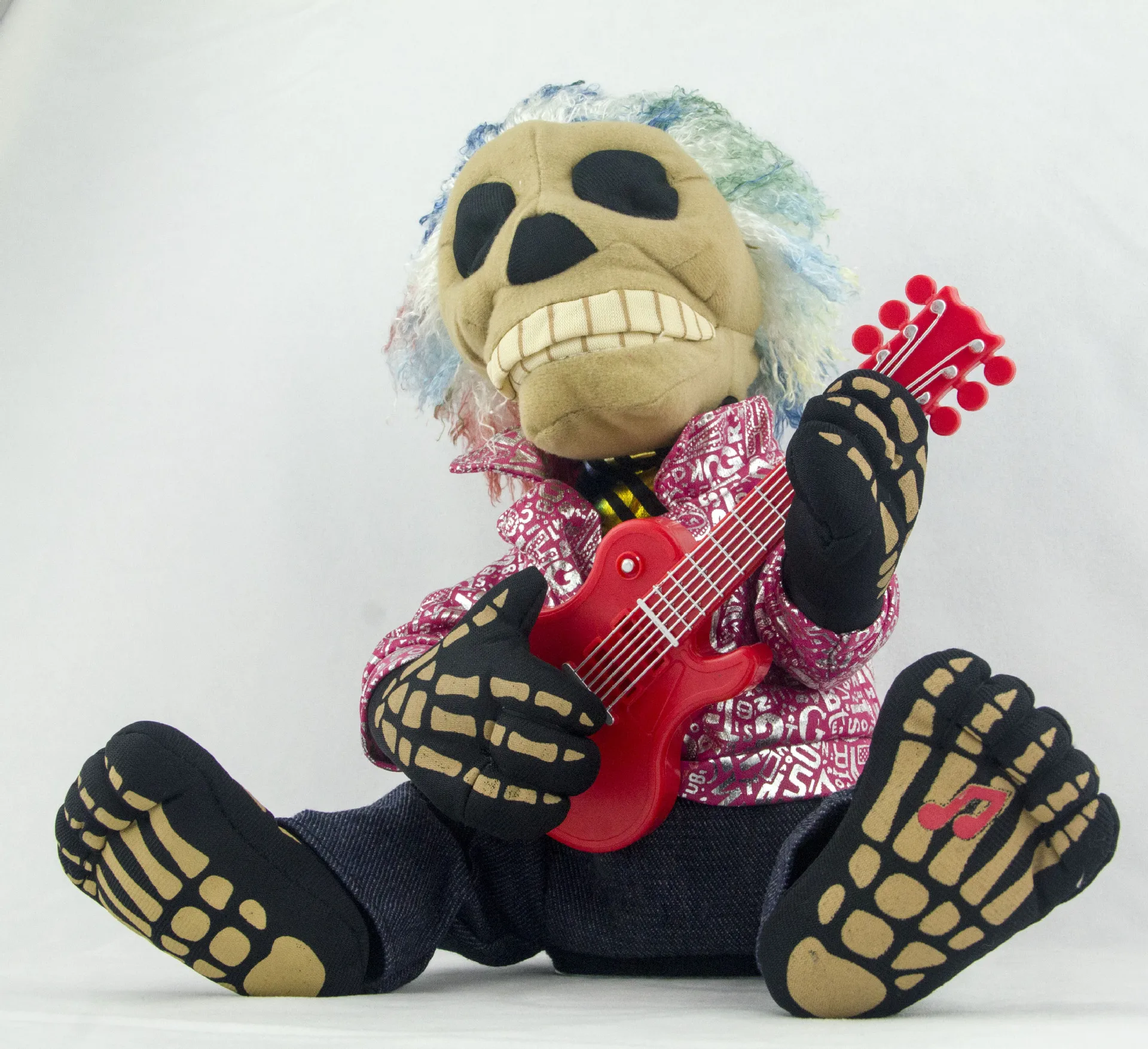 Взрывная голова гитара Призрак Череп смешной в виде скелета на Хэллоуин рот открытый пение играть гитара певица подарок