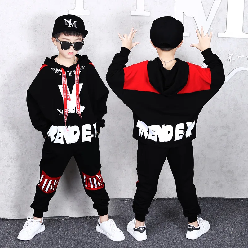 

Baby Boys Hip Hop Clothing 2019 Autumn Sets New Cotton Cartoon Long Sleeve Suit Trend Street Dance Two-Piece Christmas Day Gift