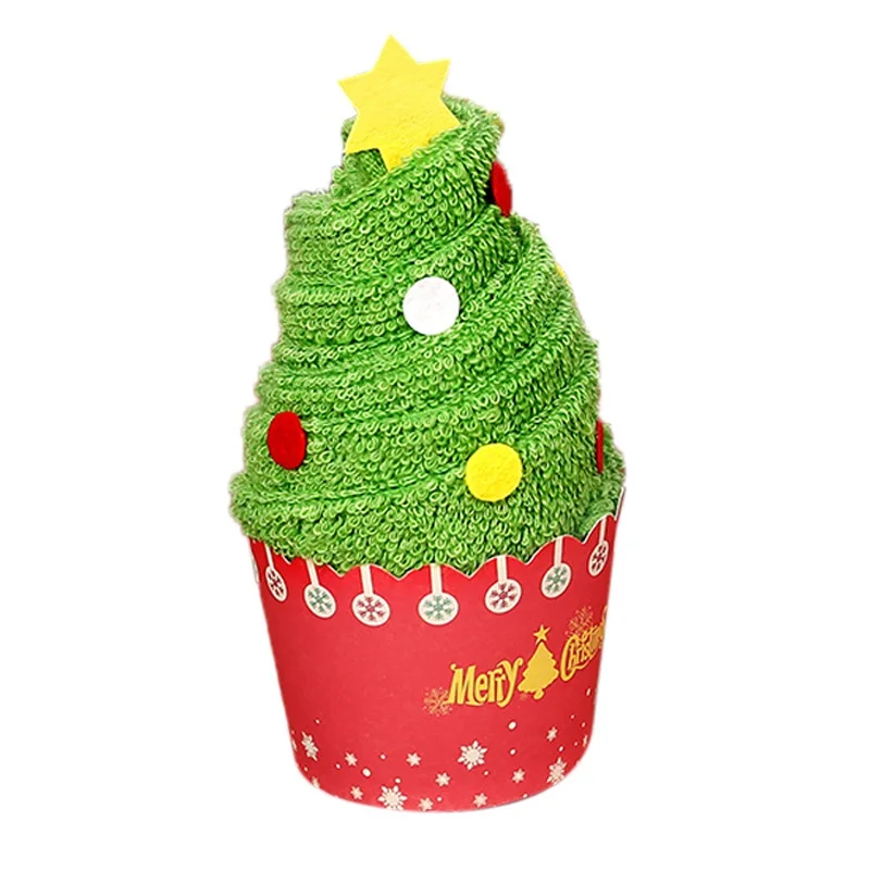 Рождественский подарок платок дерево Санта Клаус Рождественский Снеговик белый зеленый красный Милая многослойная Форма чашки Полотенца 30x30 см