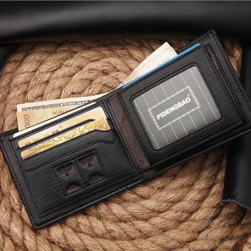 Pidengbao брендовый мужской кошелек, кошелек для карт, винтажный кожаный кошелек для денег, короткий кошелек с подарочной коробкой