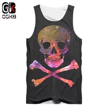 Ogkb человек Цветной майка с принтом Одежда для пребывания на открытом воздухе 3D с принтом звездного неба череп Повседневное негабаритных Для Мужчин's 6XL
