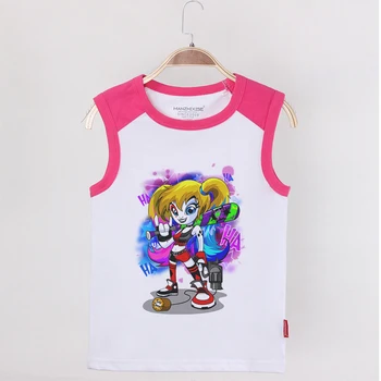 

Children Clothing 2019 Girls The Joker Harley Quinn Tank Top Tees Kids Sleeveless Shirt Cotton Undershirt Boys Clothes 24M-12T