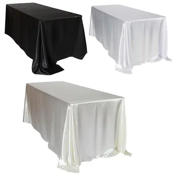 

1pcs 228x335cm White/Black Satin Tablecloth Rectangular Hotel Banquet Table Cloth For Wedding Party Christmas Home Decoration
