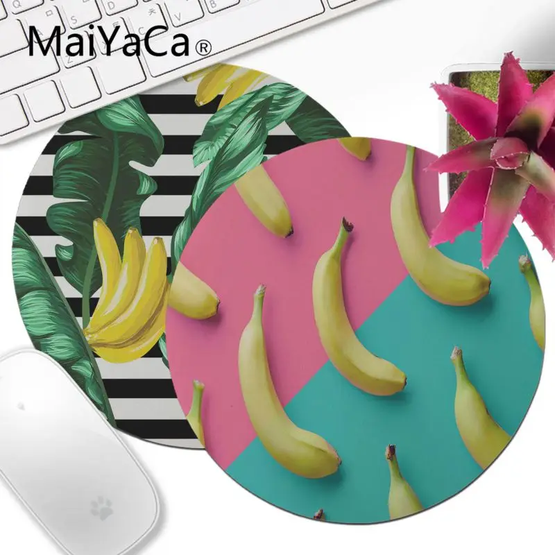 

MaiYaCa New Design Banana leaf Customized laptop Gaming Round mouse pad 3D Printing Gaming Durable Notebook Round mouse pad