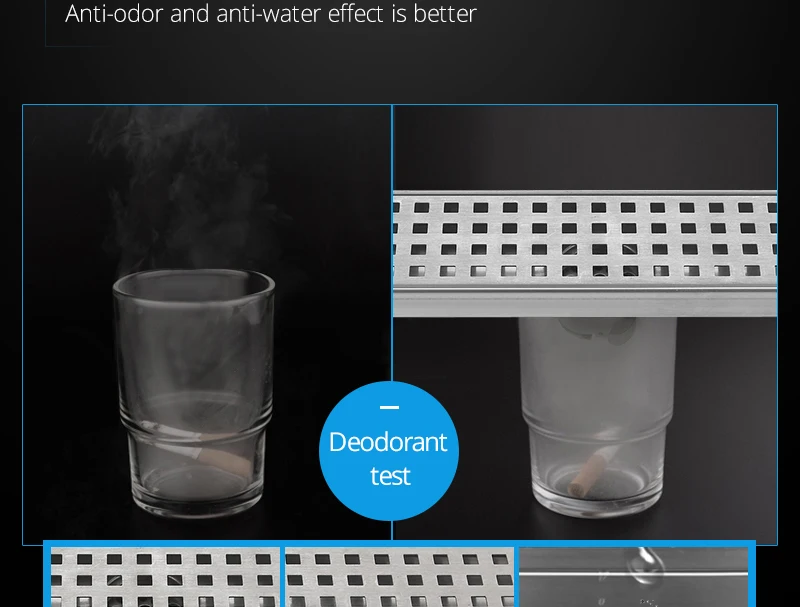 hm Anti-odor Bathtub Shower Drainer Strainer 60cm 304 Stainless Steel Gravity Flushing Deodorization Type Square Floor Drain (9)