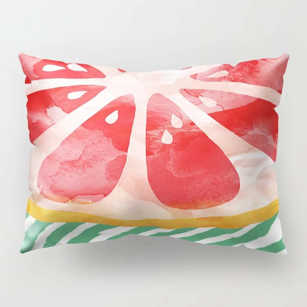 

50x30cm Kids Room Decoration Printed Fruit Pillow Rectangle Polyester Cushion Cover for Sofa Home Decoration Flower Pillowcase
