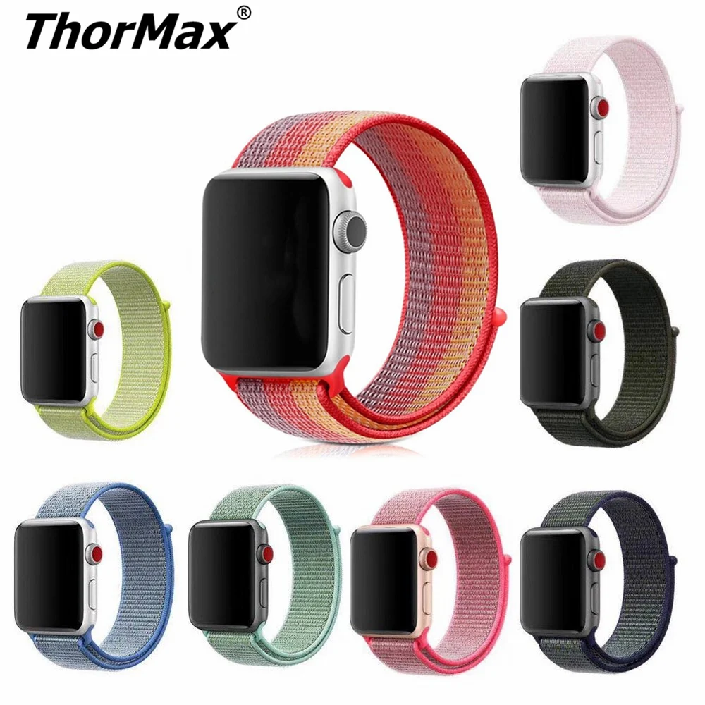 

Lightweight Soft Breathable Woven Strap Nylon Sport Loop Replacment Band for Apple Watch 4 Series 3/2/1 40mm 44mm Color Striped