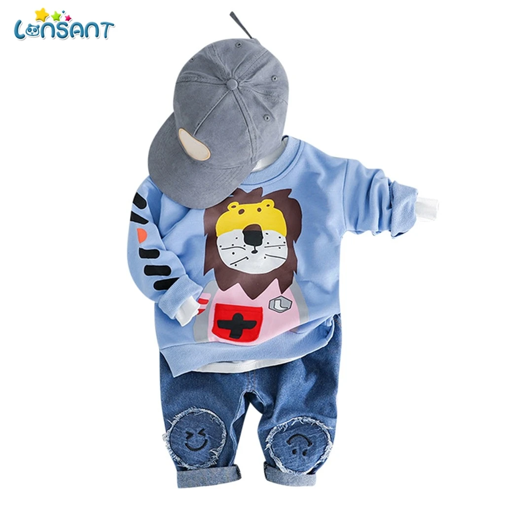 

LONSANT Baby Boy Sets O Neck Printed Long Sleeve Roupa Infantil Menina Kiz Bebek Giyim Kids Costume Disfraces Infantiles N30