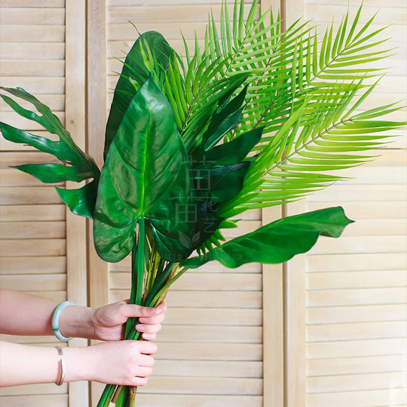 5 шт. искусственные зеленые листья в скандинавском стиле, аксессуары для украшения дома и сада, черепаха, банан, пальмовый лист, декоративная фотография