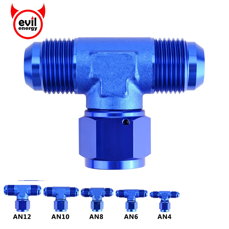 

evil energy AN4 6 8 10 12 TEE Female Swivel On Side AN Aluminum Fitting Adapter Oil Cooler Adapter Blue