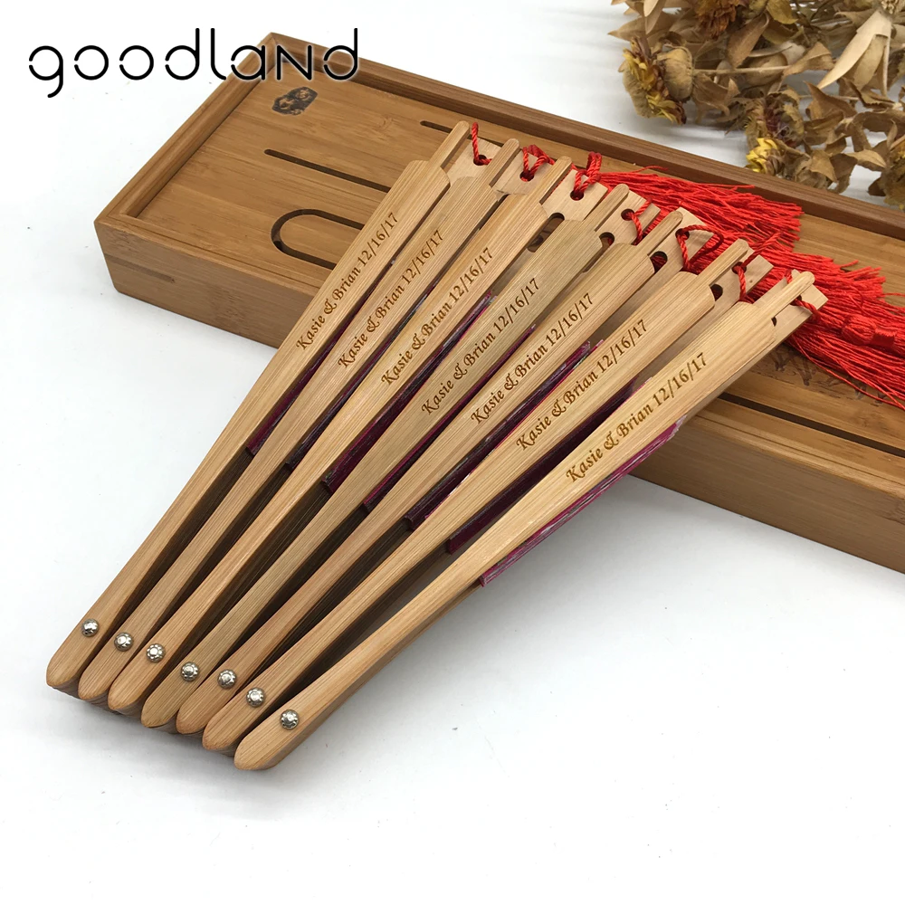  Free Shipping 30pcs Personalized Printed Chinese Japanese Cherry Blossom Bamboo Folding Fan with Gi - 32805602671