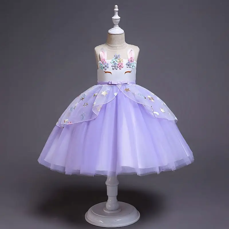 Платье-пачка для девочек с изображением единорога; Радужное платье принцессы; Детский костюм единорога для девочек; платье на Рождество, карнавал, год, свадьбу