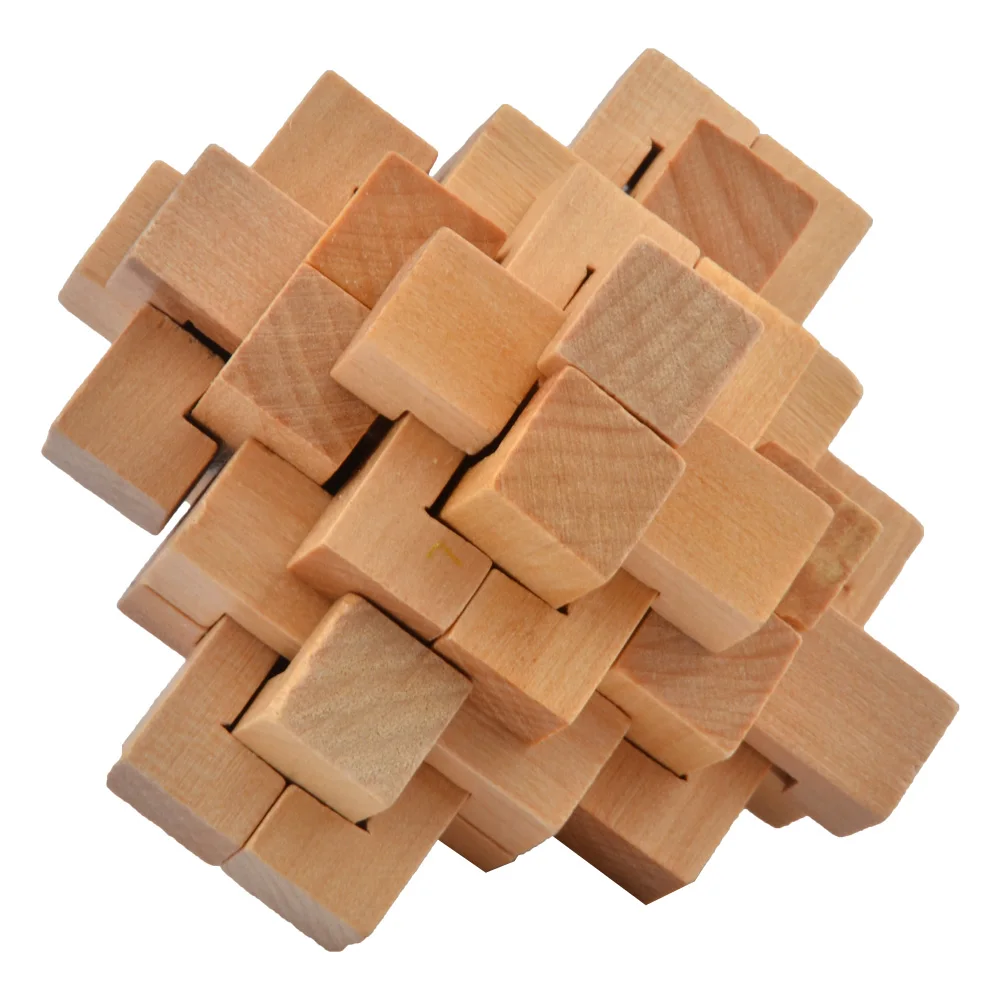 Новый дизайн IQ Brain Teaser Kong Ming Lock 3D деревянная Блокировка заусенцев Пазлы Mind игра