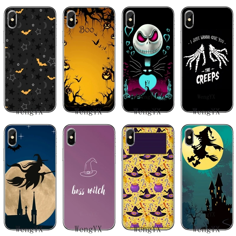 

For Samsung Galaxy S3 S4 S5 S6 S7 edge S8 S9 Plus mini Note 3 4 5 8 Pumpkin Halloween Witch Pattern TPU Soft phone cover case