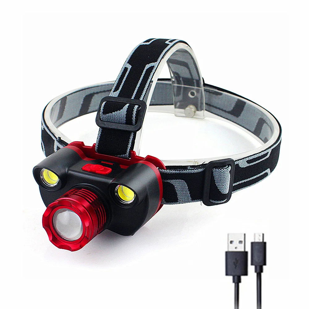 

ZOOM 30000LM 1*T6 and 2*COB LED Headlamp Head Light Torch Lamp Built- in 18650 Battery