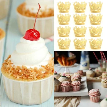 

12PCS/Lot Little Vine Lace Laser Cut Cupcake Wrapper Liner Baking Cup For Home Wedding / Birthday / Christmas Party Decoration