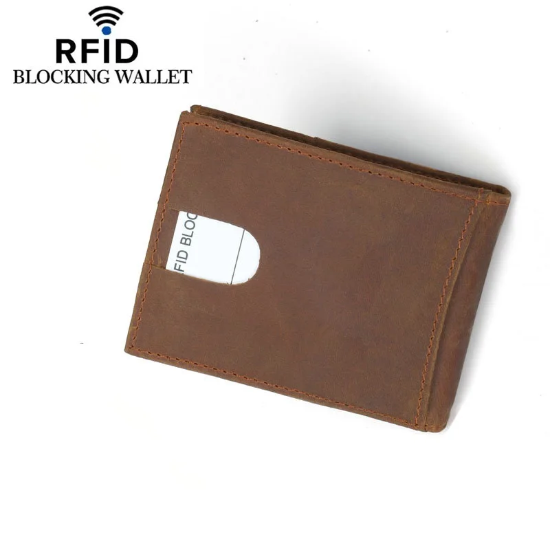 Мужской тонкий мини кошелек из натуральной кожи с RFID защитой|Держатели для карт и