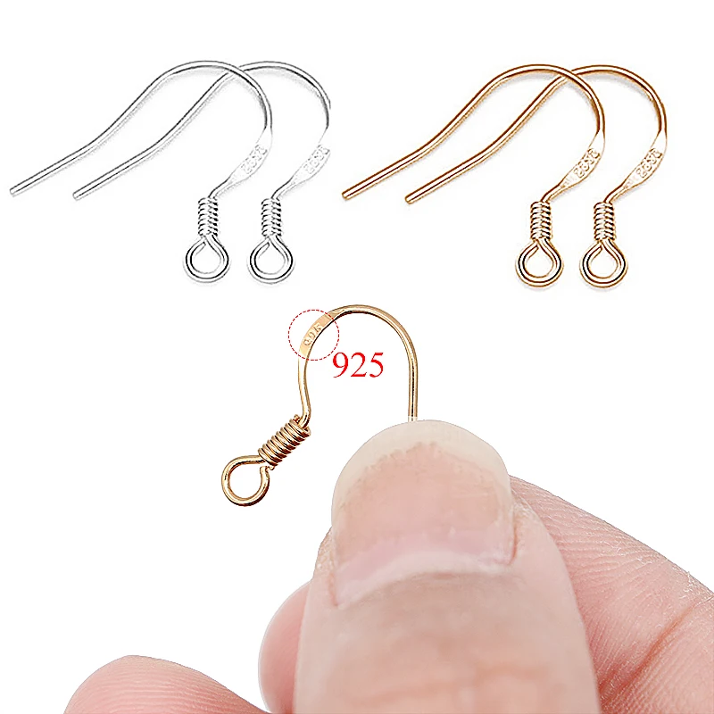 100 قطعة/الوحدة كارفن 925 الفضة أقراط نحاسية المشابك هوكس تركيبات DIY صنع المجوهرات اكسسوارات الحديد هوك Earwire مجوهرات