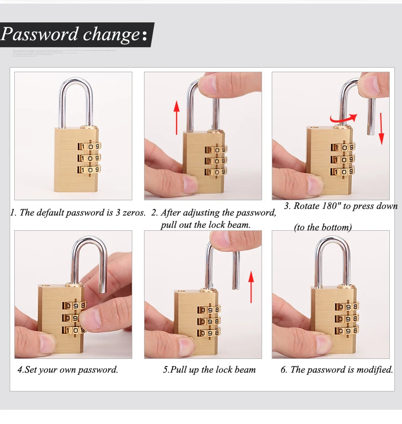 3/4 Набор цифр пароль комбинированный чемодан с висячим замком чемодан медный кодовый замок мини кодовый ключ противоугонные замки ZH-702