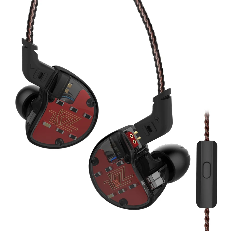 KZ ZS10 4BA с динамическим гибридным наушником в ухо, HIFI DJ Monito, спортивные наушники для бега, 5 приводных устройств, гарнитура, вкладыши KZ AS10 KZ ZSN - Цвет: Black with mic