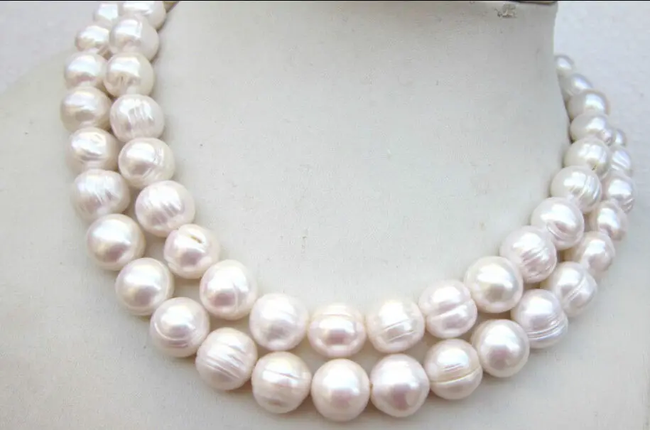 

FREE SHIPPING>@@> Hot sale new Style >>>>>HUGE 33" 11-12MM WHITE BAROQUE freshwater PEARL NECKLACE
