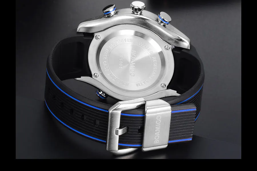Fashion Quartz Mens Sports Watches Multiple Time Zone LED Digital Wristwatches Rubber Water Resistant Alloy Case Zegarek Meski (29)