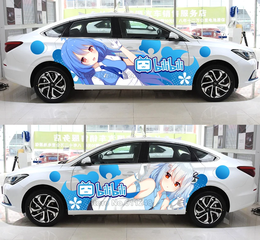 Compare Custom Made Waterdicht Japan Anime Vinyl Auto Sticker Leuke Meisje Cartoon Deur Decals Ralliart Rally Stickers Voertuig Accessoires