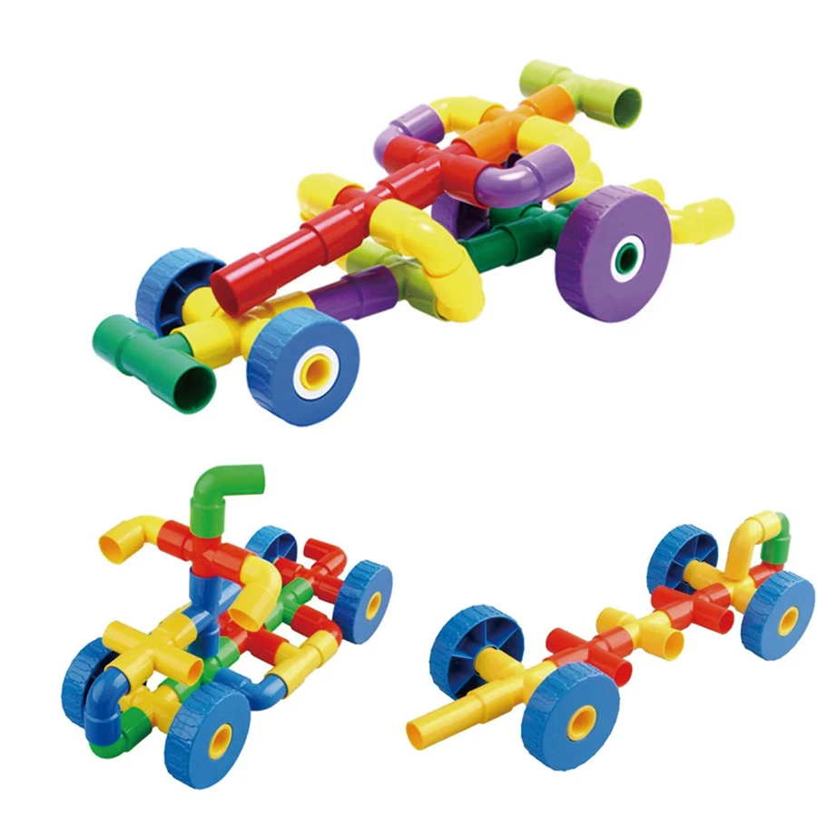 

Plastic Pipeline Tunnel Connector Building Blocks Toy DIY Assembling 3D Water Pipe Block Model Educational Toys For Children