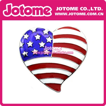 

USA Flag Heart Brooch Pin Designer Costume Fashion Jewelry 4th of July Charm